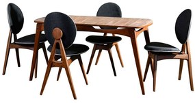 Τραπεζαρία Touch (Σετ 5Τμχ) 998VOW2130 160x80x75cm Walnut-Anthracite Four Seater Wood, Fabric