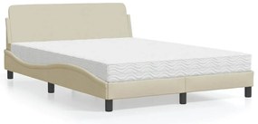 vidaXL Κρεβάτι με Στρώμα Dover Κρεμ 120x200 εκ. Υφασμάτινο
