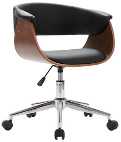 Καρέκλα Γραφείου Περιστρεφόμενη Μαύρη Λυγισ. Ξύλο/Συνθετ. Δέρμα - Μαύρο