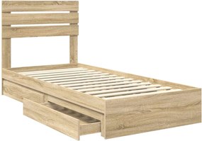 vidaXL Κρεβάτι Αποθήκης Δρύς Sonoma 75 x 190 cm Επεξεργασμένο ξύλο