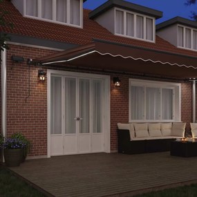 vidaXL Τέντα Πτυσσόμενη Χειροκίνητη με LED Καφέ 600x300 εκ.