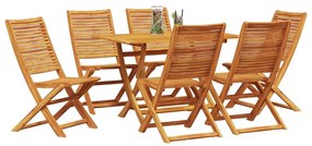 vidaXL Σέτ φαγητού για κήπο 7 pcs Καφέ Μασίφ ξύλο ακακίας