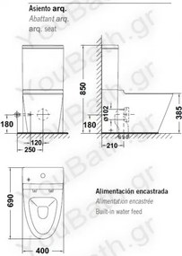 Gala Arq BTW - Λεκάνη με καζανάκι - Πισωστόμια