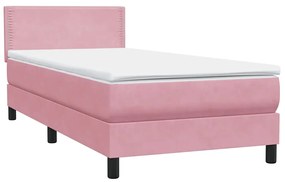 Κρεβάτι Boxspring με Στρώμα Ροζ 80x220 εκ. Βελούδινο 3316142