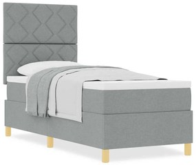 vidaXL Κρεβάτι με ελατήρια με στρώμα Ανοιχτό γκρι 80 x 200 cm ύφασμα