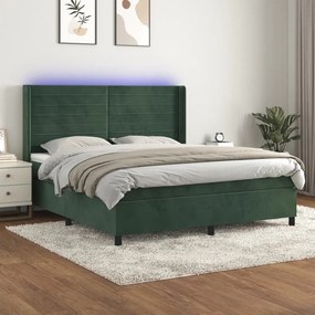 ΚΡΕΒΑΤΙ BOXSPRING ΜΕ ΣΤΡΩΜΑ &amp; LED ΣΚ. ΠΡΑΣΙΝΟ 160X200ΕΚ ΒΕΛΟΥΔΟ 3139634