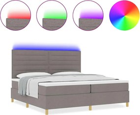vidaXL LED Κρεβάτι με βάθρο με στρώμα Taupe 200 x 200 cm ύφασμα