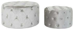 Υποπόδια DKD Home Decor Γκρι Βελούδο Ξύλο MDF (80 x 80 x 43 cm) (58 x 58 x 37 cm) (2 pcs)