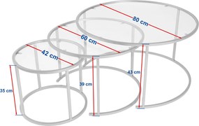 Τραπεζάκια Σαλονιού Σετ Χρυσό / Διαφανές AURUM 80x80x43