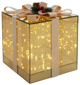 Διακοσμητικό Κουτί Δώρου Με Φωτισμό Led 86225 18x18x18cm Με Μπαταρίες Gold