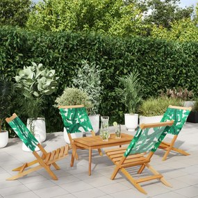 Καρέκλες Κήπου Πτυσσόμενες 4 Τεμ. Πράσινο Ύφασμα/Μασίφ Ξύλο