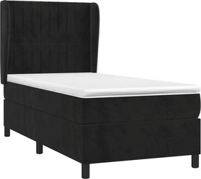 vidaXL Κρεβάτι Boxspring με Στρώμα Μαύρο 100x200 εκ. Βελούδινο