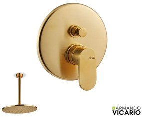 Armando Vicario Slim Gold Brushed Ανακλινόμενη κεφαλή+μπράτσο οροφής+Μίκτης εντοιχισμού 2 εξόδων