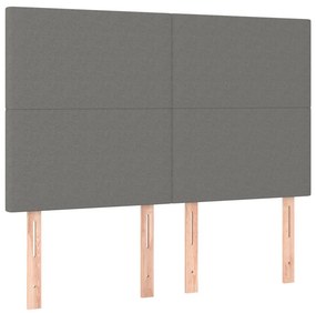 vidaXL Κρεβάτι Boxspring με Στρώμα &amp; LED Σκ.Γκρι 140x200 εκ Υφασμάτινο