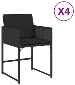 vidaXL Καρέκλες Κήπου 4 τεμ. Μαύρες από Συνθετικό Ρατάν με Μαξιλάρια