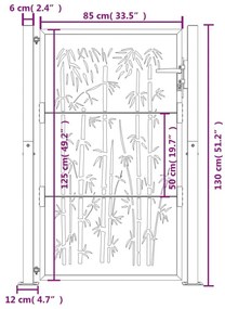Πύλη Κήπου με Σχέδιο Μπαμπού 105 x 130 εκ. από Ατσάλι Corten - Καφέ