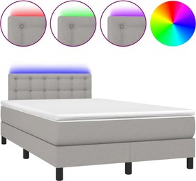 vidaXL Κρεβάτι Boxspring με Στρώμα &amp; LED Αν.Γκρι 120x200 εκ Υφασμάτινο