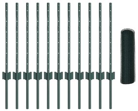 vidaXL Φράκτης με Στυλό Χακί 50x2500 cm Ατσάλι
