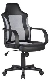 BF2850 Πολυθρόνα Γραφείου Διευθυντή, Mesh Γκρι, PU Μαύρο