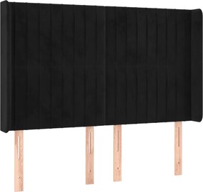 vidaXL Κρεβάτι Boxspring με Στρώμα &amp; LED Μαύρο 140x200 εκ. Βελούδινο