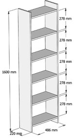 ΒΙΒΛΙΟΘΗΚΗ ΜΕΛΑΜΙΝΗΣ SONΟMA-ΛΕΥΚΟ HM9226.12 48,5x22x160Υ εκ.