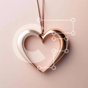 Σετ των 2 Intra Συλλεκτικό Ξύλινο Παζλ Plywood  4mm - Χρυσό στολίδι σε σχήμα καρδιάς σε ροζ φόντο Σε Ξύλινο Κουτί - Διαστάσεις: 10x10 cm – 25 κομμάτια