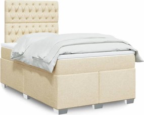 vidaXL Κρεβάτι Boxspring με Στρώμα Κρεμ 120x190 εκ. Υφασμάτινο