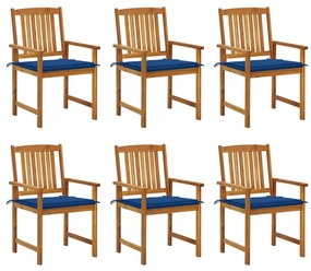 Καρέκλες Κήπου 6 Τεμαχίων από Μασίφ Ξύλο Ακακίας με Μαξιλάρια