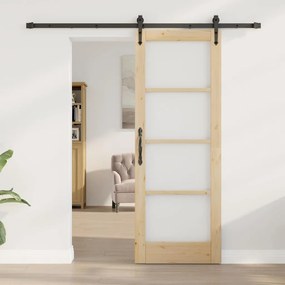 vidaXL Ολισθητή Πόρτα Καφέ 73.5 x 198.5 εκ. Ξύλο και μέταλλο