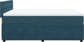 vidaXL Κρεβάτι Boxspring με Στρώμα Μπλε 140x200 εκ. Βελούδινο