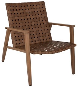 Πολυθρόνα FELIPE C5868.01 Μεταλλική Όψη Ξύλου με Rattan Δερμάτινη Όψη 63,5x75,5x77εκ. 63.5x75.5x77 εκ.