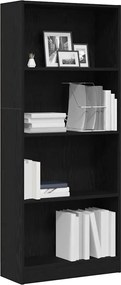 vidaXL Ράφι Βιβλίων Μαύρη Οξυά 60 x 24 x 143 εκ Επεξεργασμένο ξύλο
