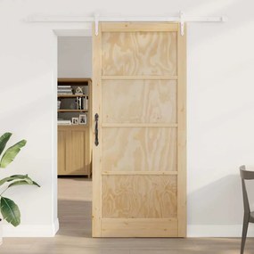vidaXL Συρόμενη Πόρτα  με Σετ Υλικών 93x211 εκ. Μασίφ Ξύλο Πεύκου