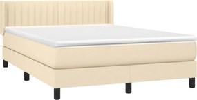 vidaXL Κρεβάτι Boxspring με Στρώμα Κρεμ 140x190 εκ. Υφασμάτινο