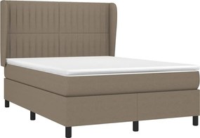 vidaXL Κρεβάτι Boxspring με Στρώμα Taupe 140x200 εκ. Υφασμάτινο