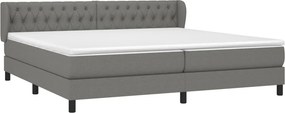 vidaXL Κρεβάτι Boxspring με Στρώμα Σκούρο Γκρι 200x200 εκ. Υφασμάτινο