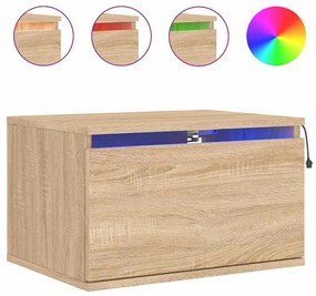 vidaXL Κομοδίνο Επιτοίχιο με Φώτα LED Sonoma Δρυς