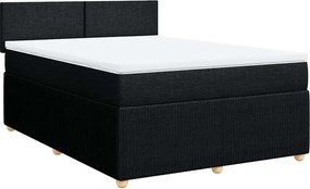 vidaXL Κρεβάτι Boxspring με Στρώμα Μαύρο 140x190 εκ. Υφασμάτινο