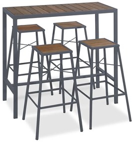 Τραπεζαρία Μπαρ (Σετ 5Τμχ) 223951 116x50x106cm Grey-Natural 4 Θέσεων