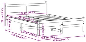 Σκελετός Κρεβ. Χωρίς Στρώμα Λευκό 120x200 εκ Μασίφ Πεύκο - Λευκό