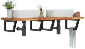 vidaXL Ράφι Νιπτήρα Τοίχου από Ατσάλι / Μασίφ Ξύλο Ακακίας