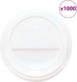 vidaXL Χάρτινα καπάκια καφέ Ø80 mm 8oz 1000 τεμάχια Λευκό πλαστικό