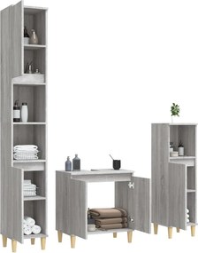 vidaXL Σετ Επίπλων Μπάνιου 3 Τεμαχίων Γκρι Sonoma Επεξεργασμένο Ξύλο