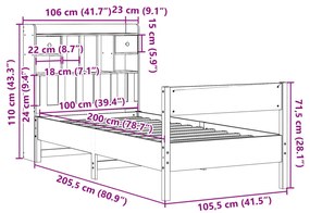 ΚΡΕΒΑΤΙ ΒΙΒΛΙΟΘΗΚΗ ΧΩΡΙΣ ΣΤΡΩΜΑ 100X200 ΕΚ. ΜΑΣΙΦ ΞΥΛΟ ΠΕΥΚΟ 3323033