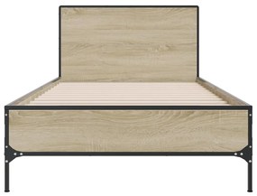vidaXL Πλαίσιο Κρεβατιού Sonoma Δρυς 90x200 εκ. Επεξ. Ξύλο &amp; Μέταλλο