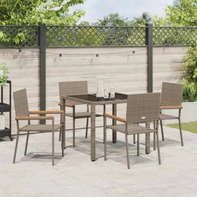vidaXL Σέτ φαγητού για κήπο 5 pcs Γκρι 90 x 90 x 75 cm συνθετικό ρατάν