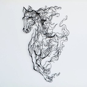 Decorative Metal Wall Accessory Metal Horse Line Art - APT724 Black