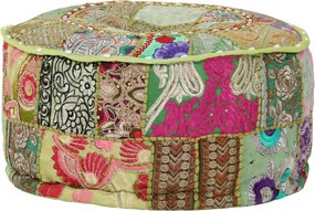 vidaXL Πουφ Patchwork Στρογγυλό Χειροποίητο Πράσινο 40x20 εκ. Βαμβάκι