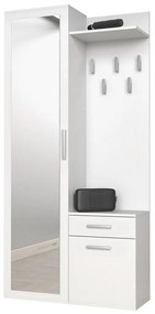 Σετ διαδρόμου Mandeville 110, 180x100x35cm, 38 kg, Καθρέφτης, Άσπρο, Πλαστικοποιημένη μοριοσανίδα, Τοίχου, Εντοιχισμένη | Epipla1.gr