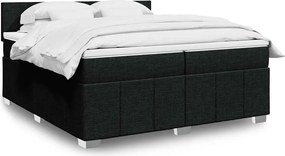vidaXL Κρεβάτι Boxspring με Στρώμα Μαύρο 200x200 εκ. Υφασμάτινο